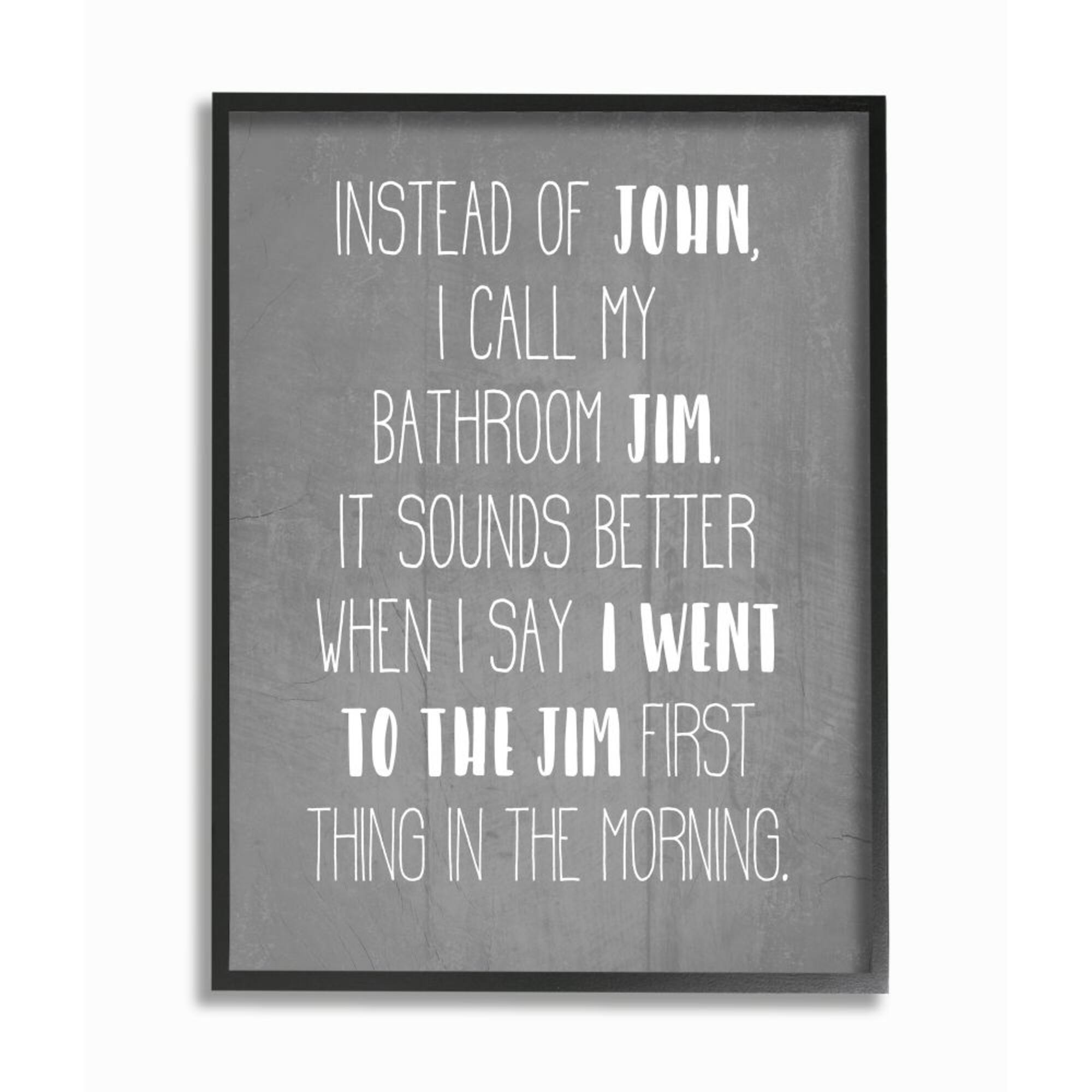 Stupell Industries Call the Bathroom Jim not John Quote Workout Humor Framed Wall Art